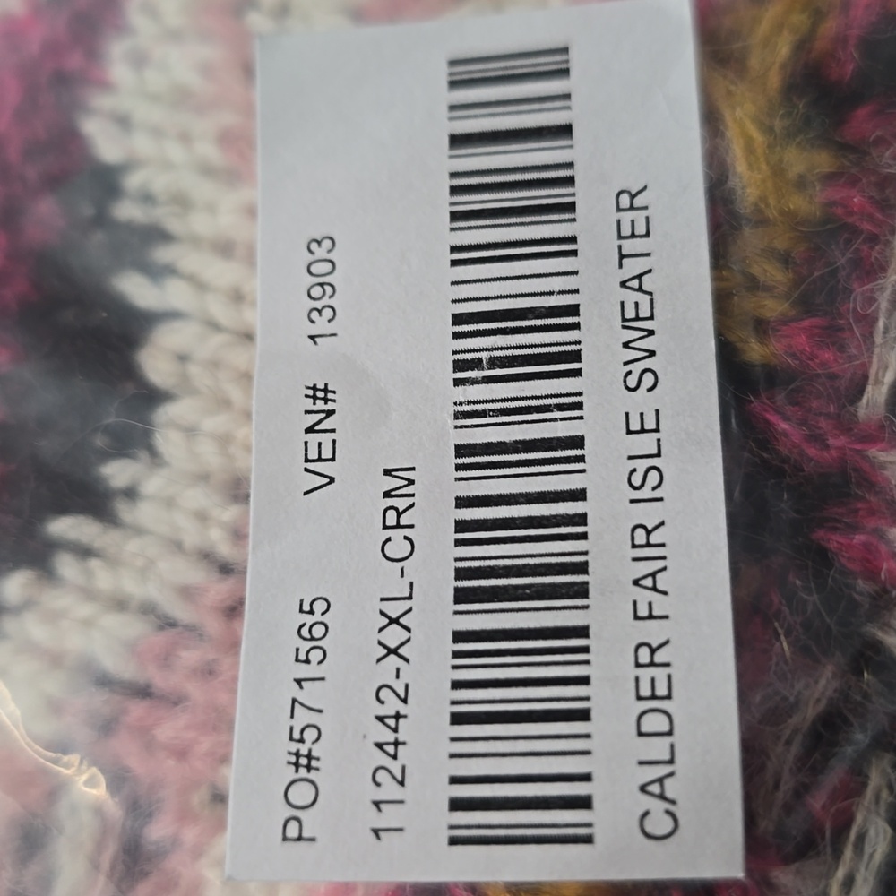 Sundance XXL Fair Isle Sweater NWT, CREAM, PLUM, MUSTARD - Picture 8 of 8